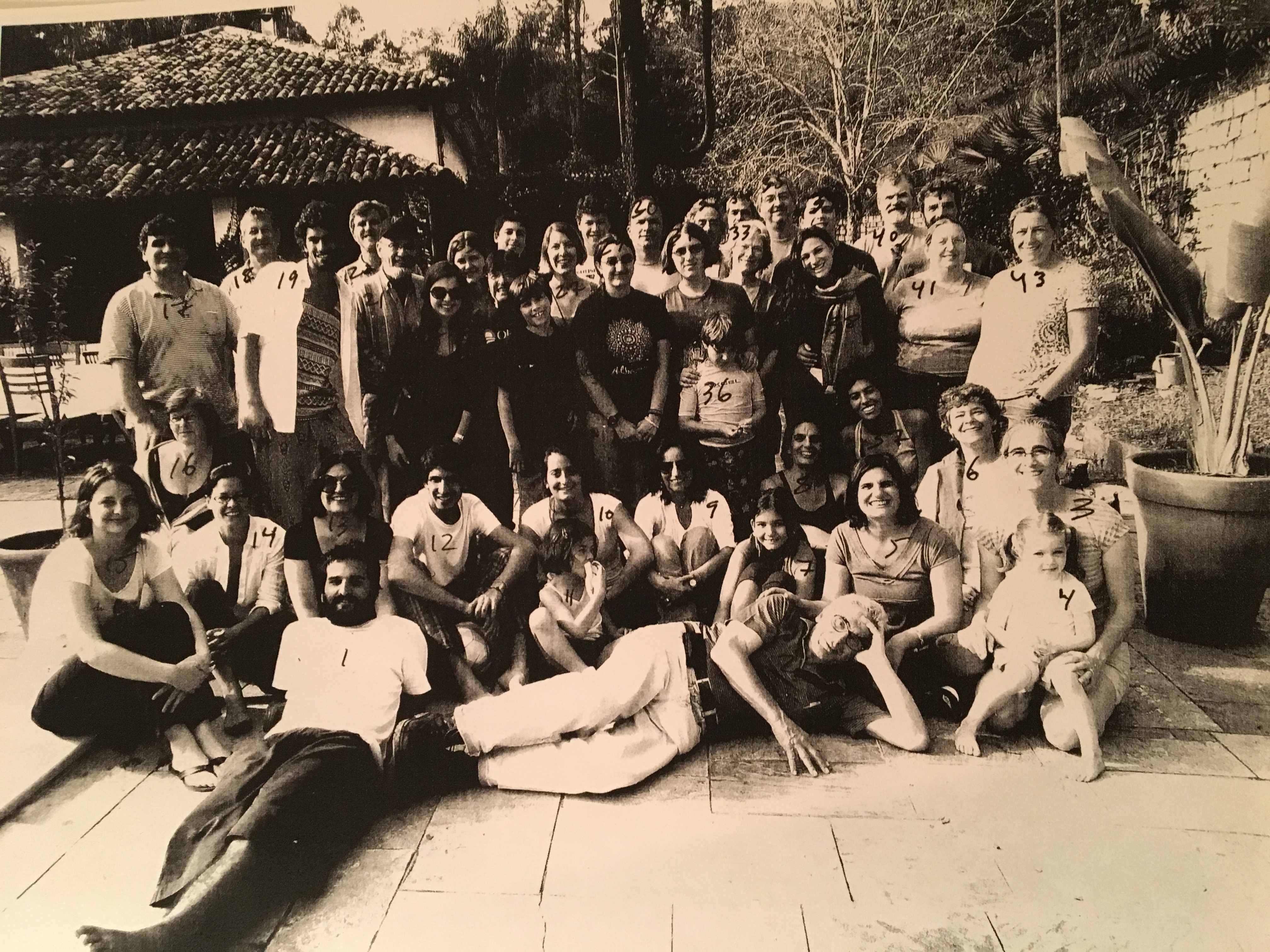 B&W photo with handwritten numbers identifying attendees